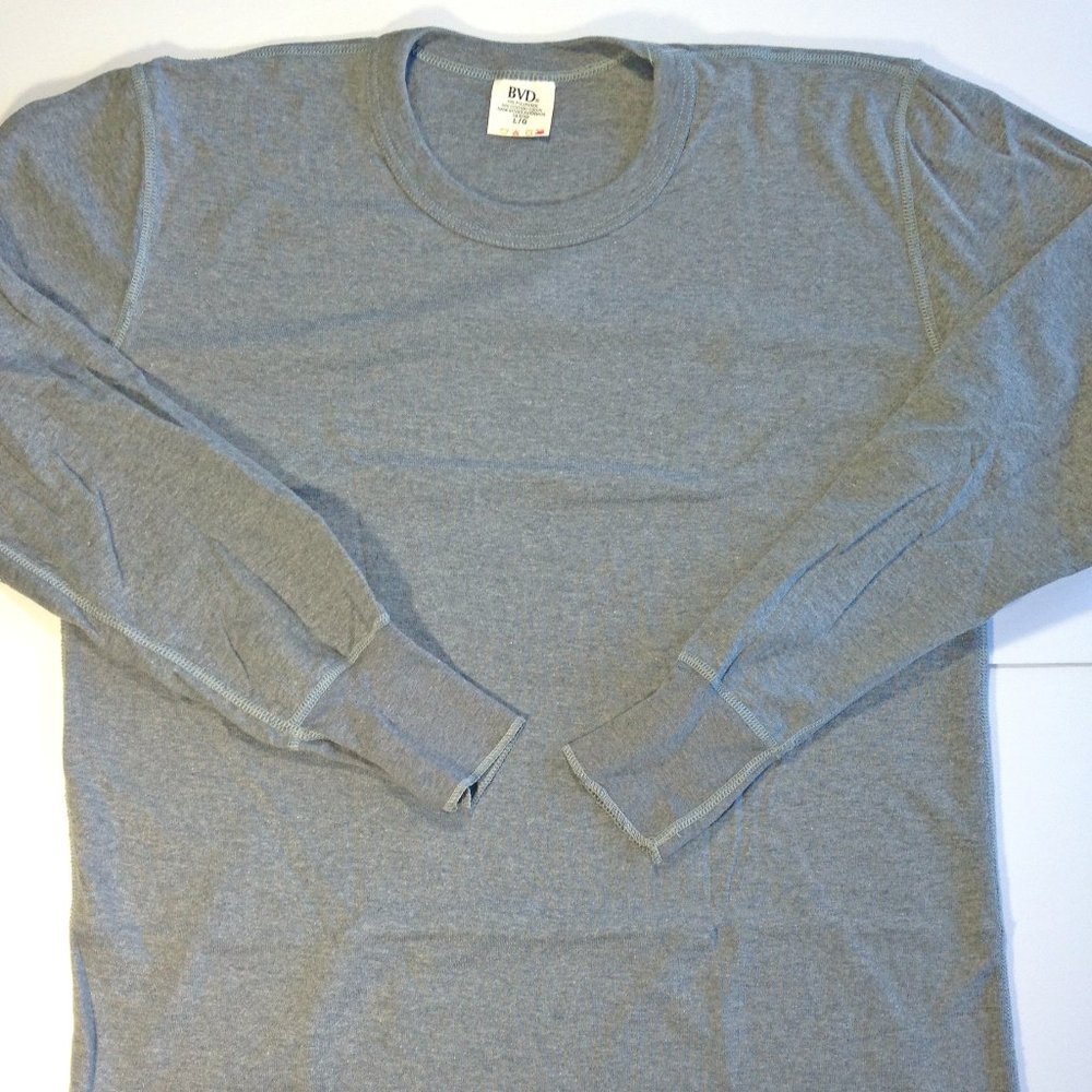 Vintage BVD Long Sleeve Tee Gray Visible Stitching 50/50  M / L  - NEW OLD STOCK